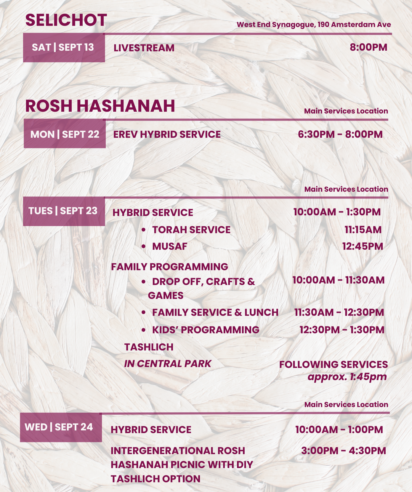 HHD 2025 Services Schedule page 1