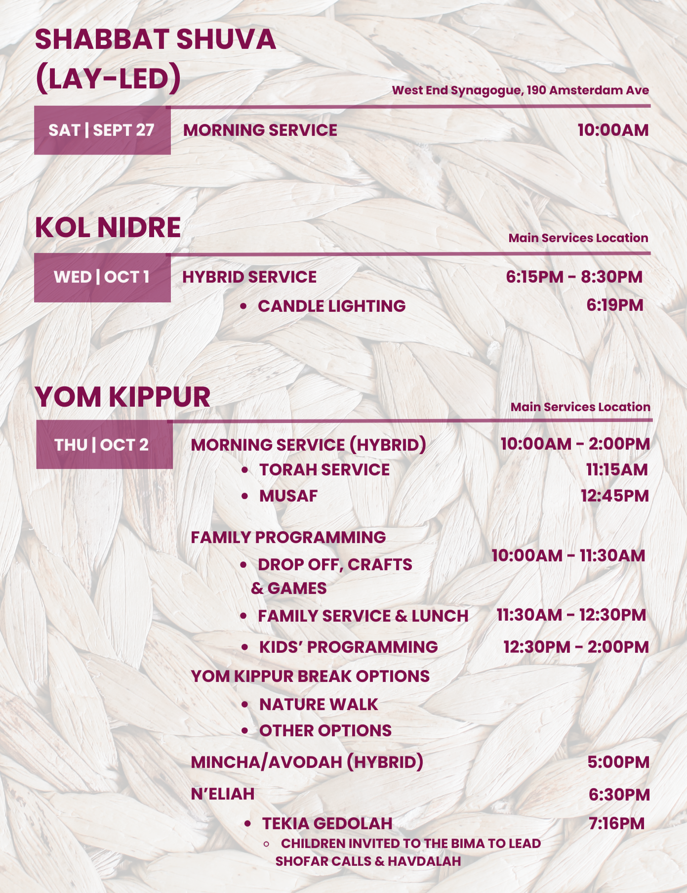 HHD 2025 Services Schedule page 2